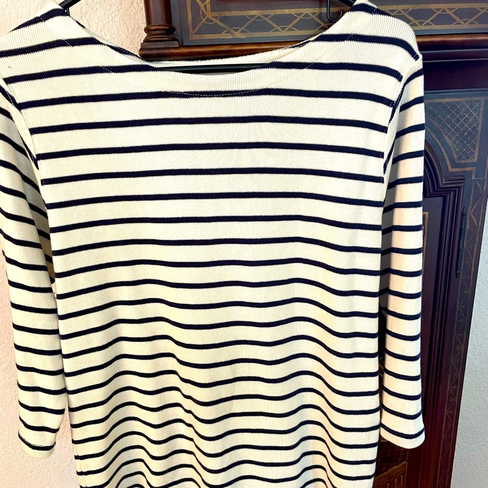 L. L. Bean XL black and white striped knit shirt.